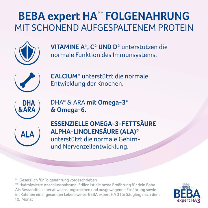 BEBA Expert HA 2 Folgemilch Nach Dem 6. Monat, Babynahrung Mit Hydrolysiertem Protein, Nur Laktose, Ohne Palmöl, 6Er Pack (6 X 550G)