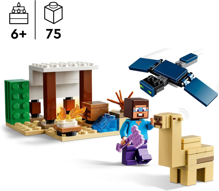 LEGO Minecraft Steve's Desert Expedition, set de joc video pentru băieți și fete, biom cu Steve, casă, figurine și jucărie Camel, cadou de gamer pentru copii de la 6 ani 21251