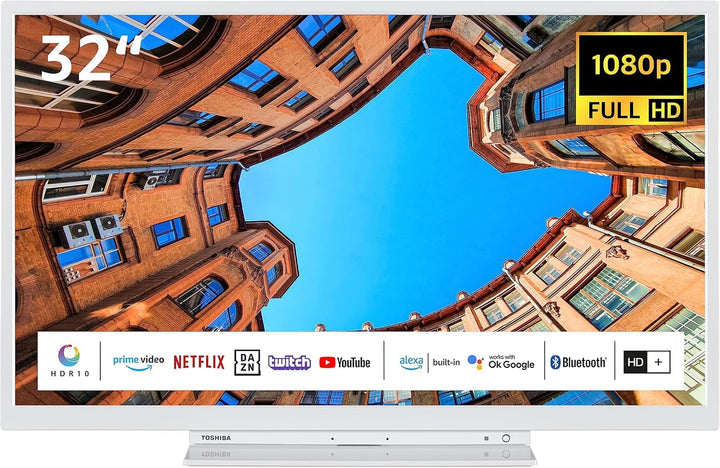 Toshiba 32LK3C64DAW 32 Zoll Fernseher/Smart TV (Full HD, HDR, Alexa Built-In, Triple-Tuner, Bluetooth) - Inkl. 6 Monate HD+ [2023]