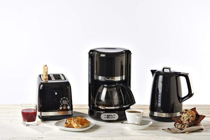 Cafetieră cu filtru Moulinex Programabilă 24H, Design vintage, Capacitate 1.25 L, 10 până la 15 cești, Suport filtru pivotant, Funcție de menținere la cald 30 min, Ulcior din sticlă, Sun FG380B10