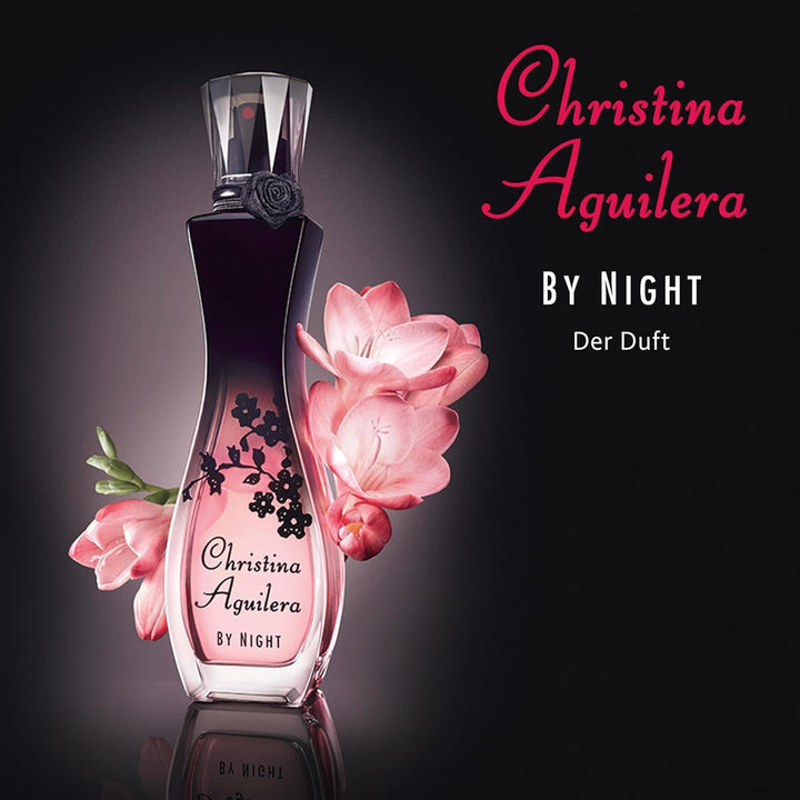 Parfum Christina Aguilera - by Night, parfum feminin, seducător și senzual, cu note de floare de piersic, florale, orientale și fructate, ideal pentru vară, parfum pentru femei - 50 ml