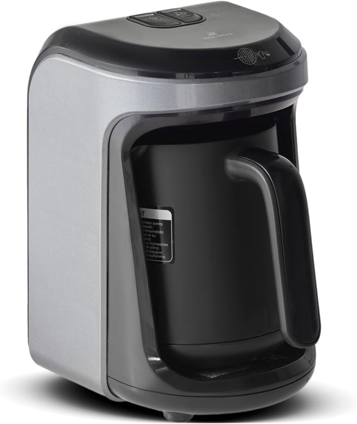 Cafetieră turcească Karaca HatÄ±r Köz, capacitate 300 ml, prepară 5 cești de cafea turcească, oprire automată și control al temperaturii, aromă autentică de cărbune, 535 W, alb