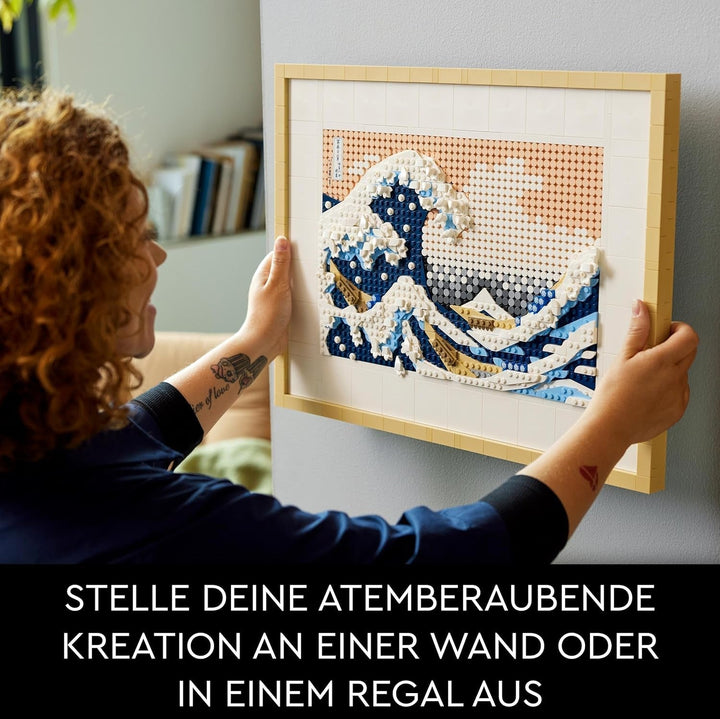 LEGO 31208 Art Hokusai - Marele val, decorațiuni de perete japoneze 3D, set de artizanat, pânză de ocean încadrată, hobby-uri pentru adulți, DYI, decorațiuni pentru casă și birou