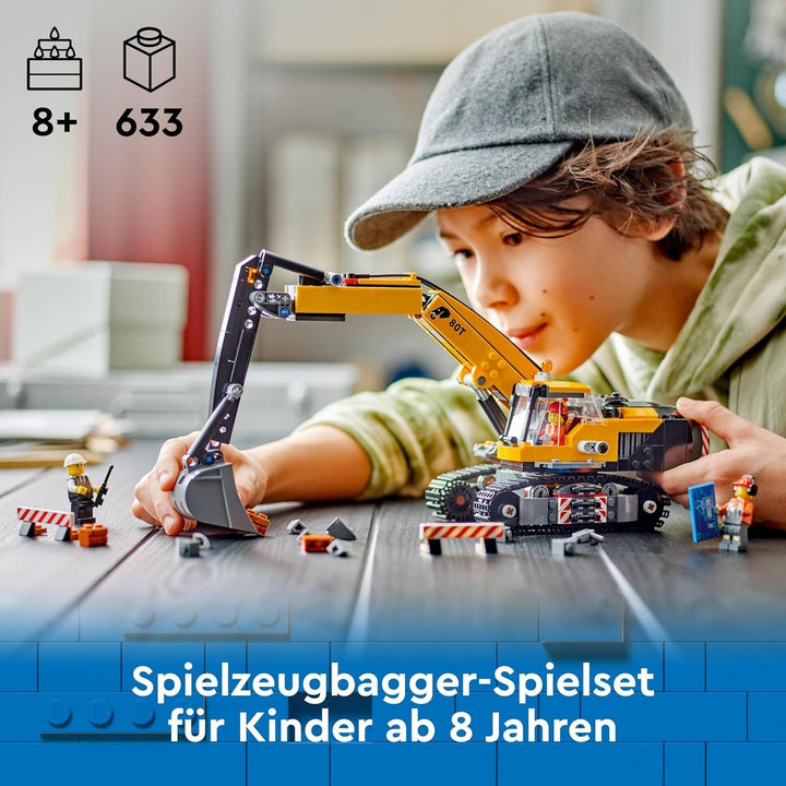 LEGO City Crawler Excavator, excavator de jucărie pentru copii de la 8 ani, jucărie de construcție cu model de excavator, camion construibil cu accesorii și 3 minifigurine 60420