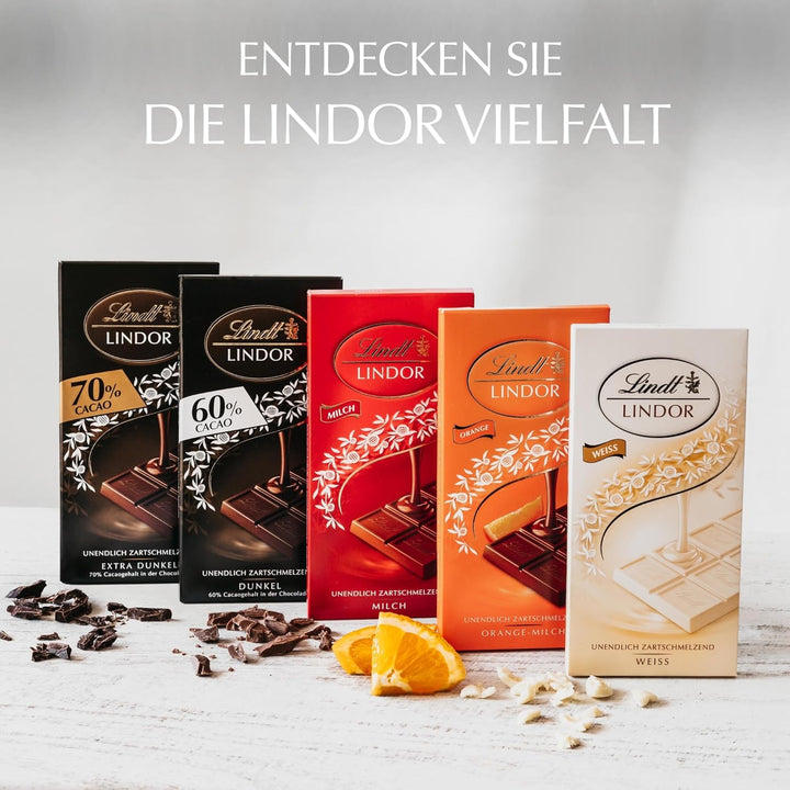 Lindt Schokolade LINDOR Milch | 100 G Tafel | Feinste Vollmilch-Schokolade Mit Einer Unendlich Zartschmelzenden Füllung | Schokoladentafel | Schokoladengeschenk