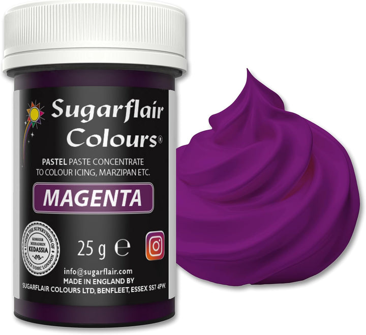 Sugarflair Lebensmittelfarbe Pasta Pastel Magenta, Pasta Lebensmittel Farbe Für Fondant Und Marzipan, Spectral Concentrated Paste Colours - 25G