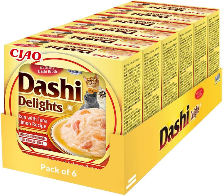 INABA Dashi Delights Hrană umedă pentru pisici 100% pui natural | Fără cereale, fără zahăr, fără arome artificiale, 86% umiditate | Tratamente premium pentru pisici în bulion 70 G (pachet de 6)