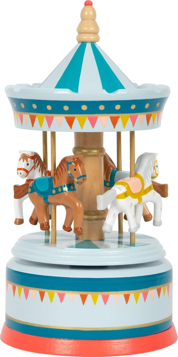 Cutie muzicală cu picior mic cal carusel circ din lemn, decor pentru grădiniță, cu muzică frumoasă de leagăn, 12321 Jucarii Bebe Naty Shop Circ