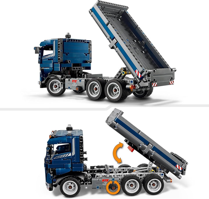 Jucărie LEGO Technic Dump Truck cu direcție și benă mobilă - vehicul de construcții albastru - idee de cadou pentru zile de naștere sau sărbători - set de construcție pentru băieți și fete de la 9 ani 42203