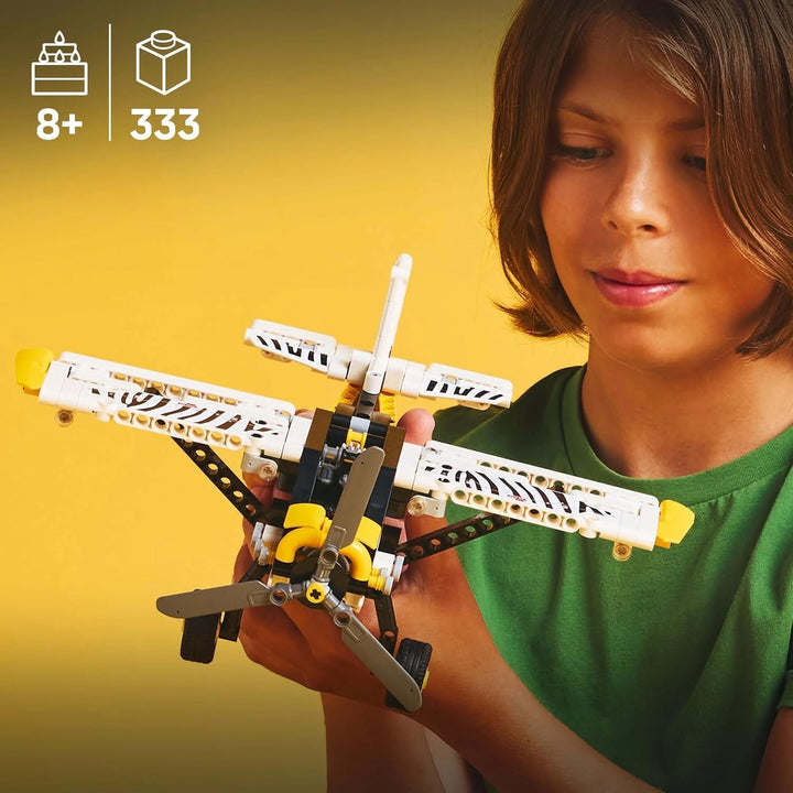 Avion cu elice LEGO Technic, jucărie construibilă pentru copii, cadou pentru băieți și fete de la 8 ani, model de avion cu elice rotativă și motor cu piston cu 4 cilindri 42198