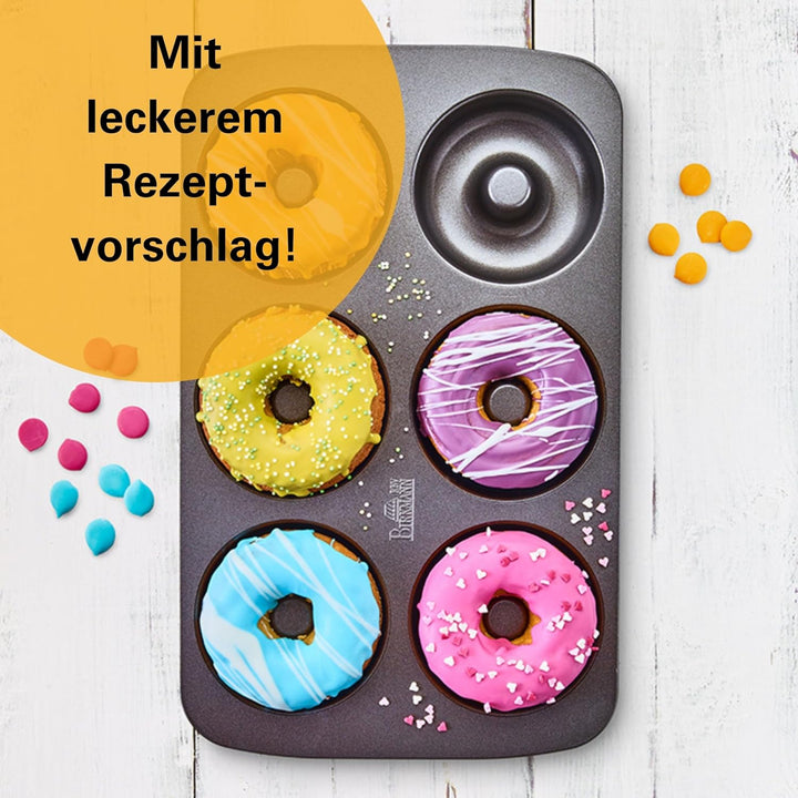 Birkmann, Easy Baking, Donutblech, Backform Für 6 Donuts, Mit Hochwertiger Antihaftbeschichtung, Ø 9 Cm, Mit Rezept, 881631