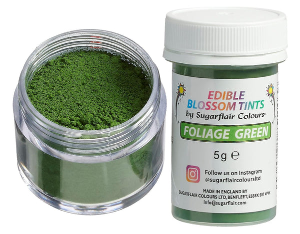 Pudră de colorant alimentar Sugarflair Blossom Tint Dust Verde Frunziș - Pudră de colorant alimentar pentru decoruri de tort, pastă de zahăr, fondant, glazură, ciocolată, cremă de unt, macarons și multe altele - 5G