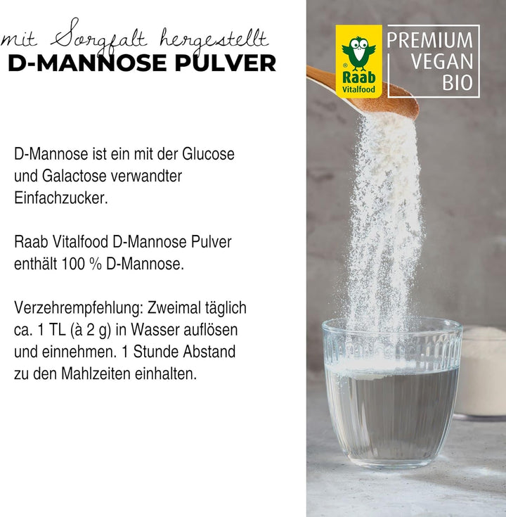 Raab Vitalfood® D-Mannose Pulver (220 G) - Frei Von Zusätzen, Vegan, Glutenfrei, Gut Löslich, Mit Meßlöffel in Der Dose, Vorratspackung, 100% D-Mannose (Gewonnen Aus Mais)