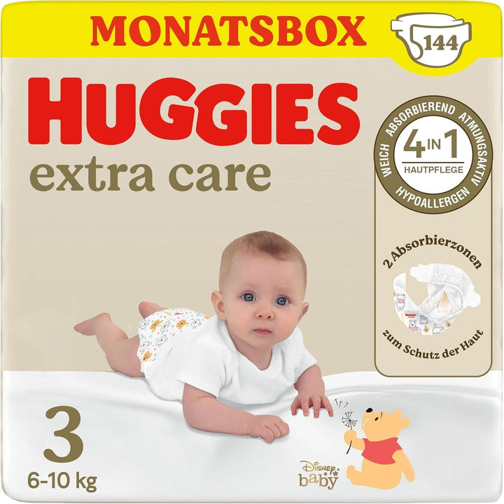 Huggies Babywindeln Extra Care Mit Disney-Design Größe 4, 120 Windeln (2X60), Monatsbox