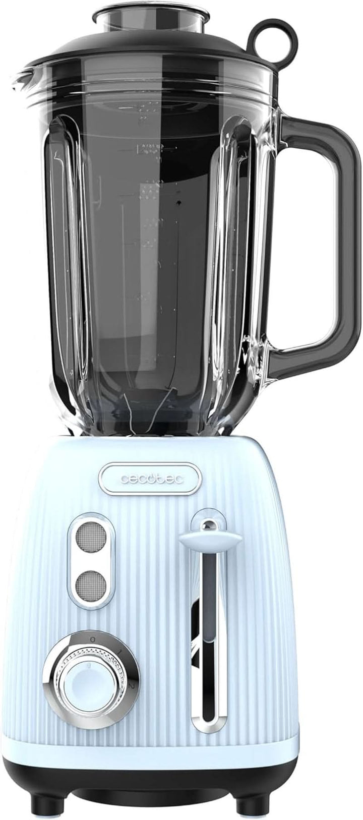 Cecotec Standmixer Retro Power Black Titanium Retroblue, 1200 W Maximale Leistung, 1,5 L Glasbehälter, Einstellbare Geschwindigkeit, 4 Klingen Mit Schwarzem Titanbeschichtung, 100% Kupfermotor.