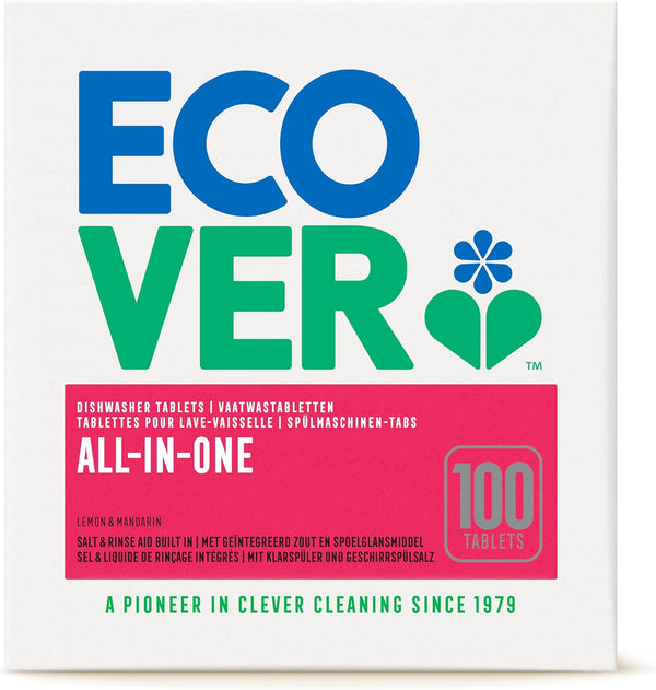 Ecver todo en uno, detergente para platos, cápsulas, limón y naranjas