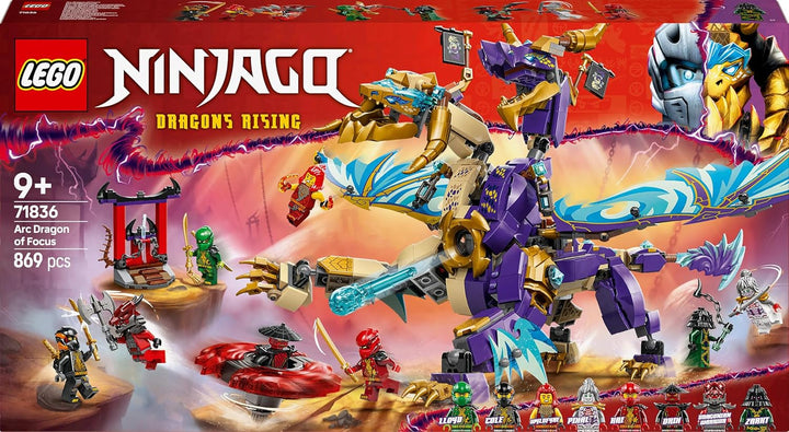 LEGO NINJAGO Lightbow Dragon - jucărie cu 8 minifigurine și o rotiță Spinjitzu - jucărie de construcție ninja interactivă pentru băieți și fete de peste 9 ani - idee de cadou pentru fani 71836