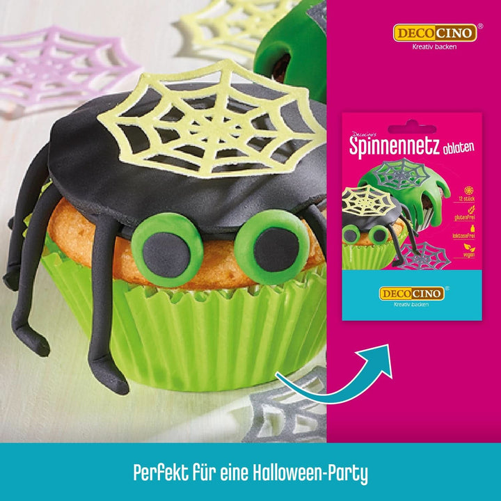 DECOCINO Halloween, vafe comestibile sub forma de  pânze de păianjen cu efect 3D, 12 bucati