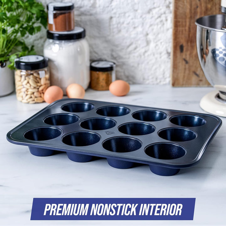 Blue Diamond Bakeware 12Er Muffinform Mit Antihaftbeschichtung, Blau