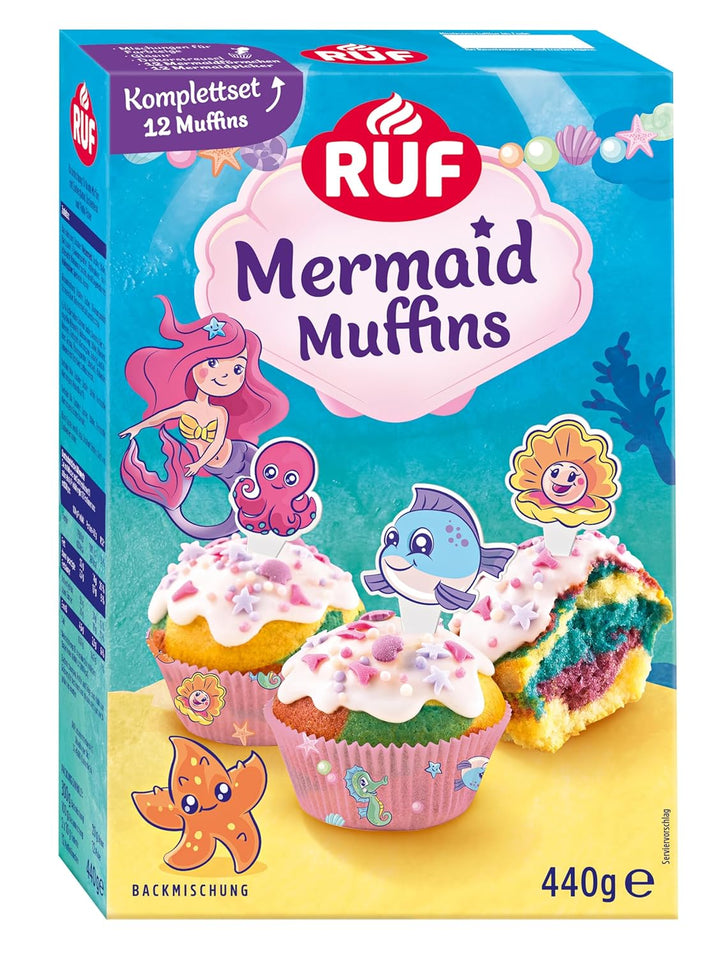 RUF Cupcakes Für Eis-Prinzessinen Und Prinzen, Mit Torten-Creme in Eisblau, Zucker-Eiskristallen Und Fondant Für Zuckerkronen, Inkl. 12 Backförmchen, 1 X 391G