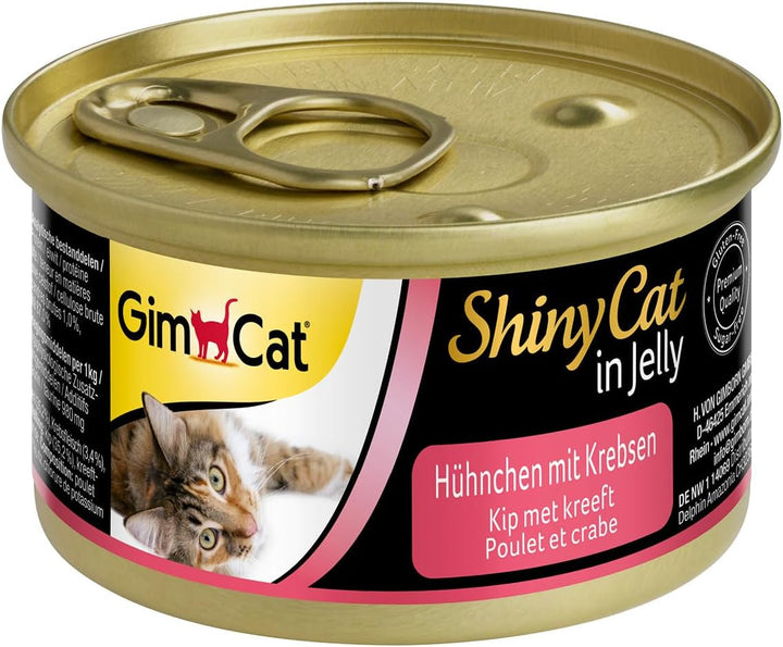 Gimcat Shinycat in Jelly Tuna - hrană umedă cu pește și taurină pentru pisici - 24 cutii (24 X 70 G)