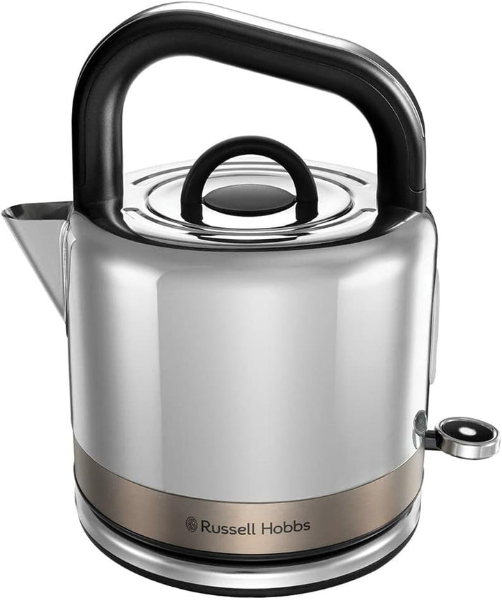 Espressor Russell Hobbs [Portafiltru] Distinction Oțel Inoxidabil Titan (15 bar, inserție pentru 1 și 2 căni, tampoane ESE, dozare automată și opțiune manuală, duză de abur pentru apă fierbinte și spumă de lapte) 26452-56