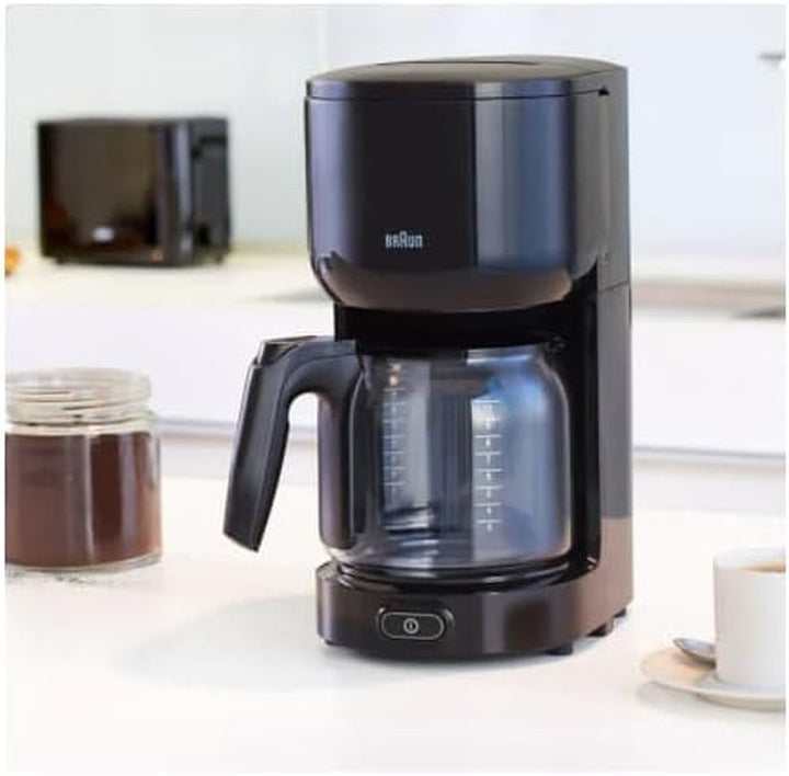 Espressor Braun Purease KF 3120 BK – Espressor cu filtru și cană de sticlă pentru 10 cești de cafea, Espressor pentru o aromă unică, Filtru de apă integrat, 1000 wați, Negru
