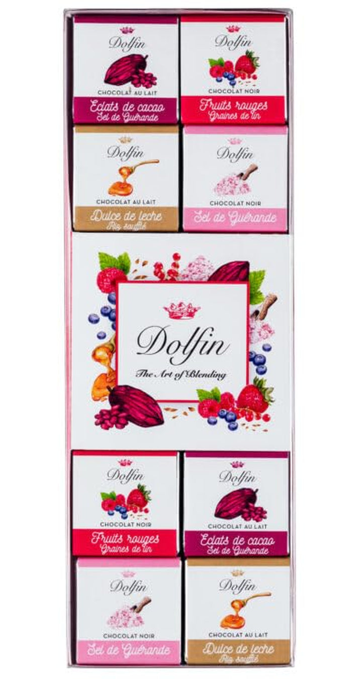 Dolfin Ausgewählte Schokoladen, Panache - 24 Quadrate - 12 Köstliche Geschmacksrichtungen - Gourmet,Schokolade, Süßigkeiten - Geschenke Für Geburtstag, Jahrestag, Valentinstag, Weihnachten