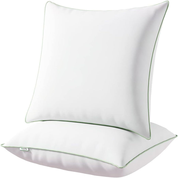 Novilla Pillow 65X65 Set de 2, 2800G (1400Gx2) Pernă reglabilă în înălțime Pernă pătrată de dormit Pernă albă de pat cu zip față de pernă lavabilă