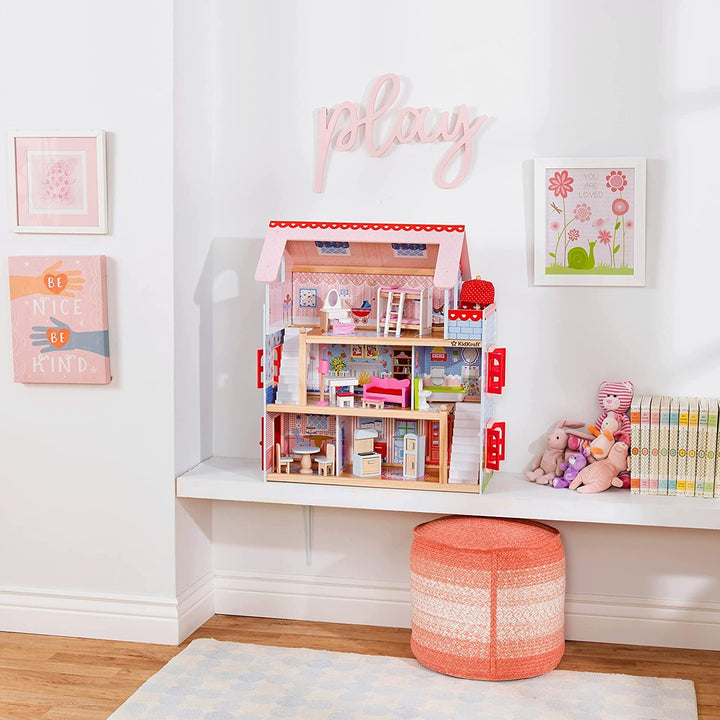 Kidkraft Dollhouse Chelsea din lemn cu mobilier și accesorii pentru mini păpuși, set de joacă pentru mini păpuși, jucărie pentru copii de la 3 ani, 65054, exclusiv la Amazon