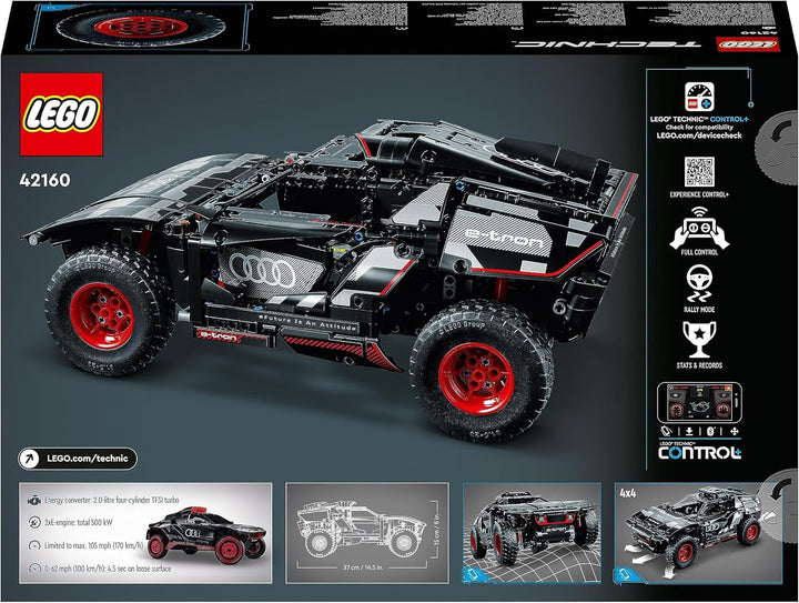 LEGO 42160 Technic Audi RS Q E-Tron, mașină de raliu controlată de la distanță, Dakar rally off-road car, RC controlat prin aplicație cu Control +, cadou pentru băieți, fete și fani de la 10 ani pentru a construi