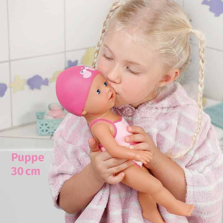 BABY Born My First Swim Girl, păpușă de baie cu vânt, impermeabilă, funcționează fără baterii, păpușă înaltă de 30 cm, 834060 Zapf Creation, roz
