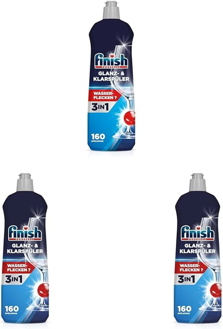 Finish Shine & Rinse Aid - Pentru vase strălucitoare și uscate, fără pete de apă - Megapack de 800 ml (pachet de 3)