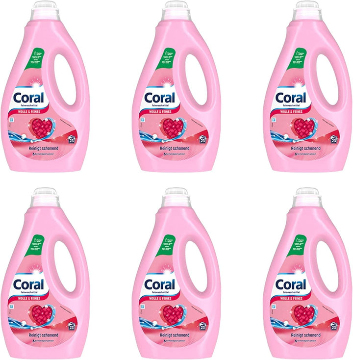 Coral detergent lichid delicat pentru lână și rufe delicate, 23 spalari, 1,15 litri