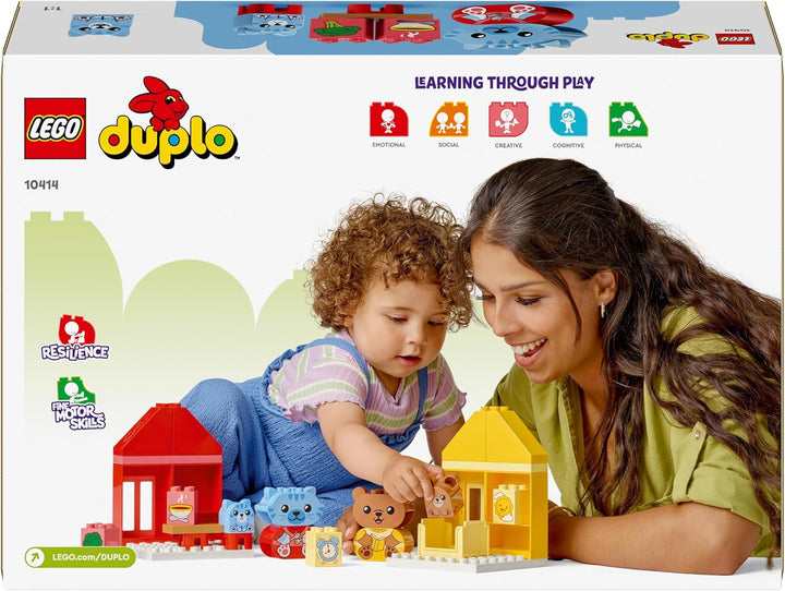 LEGO DUPLO Everyday Routines: Eating & Bedtime, jucărie de învățare pentru copii mici pentru a încuraja dezvoltarea socială și emoțională, cu 4 figuri de animale, cadou pentru copii de la 18 luni 10414