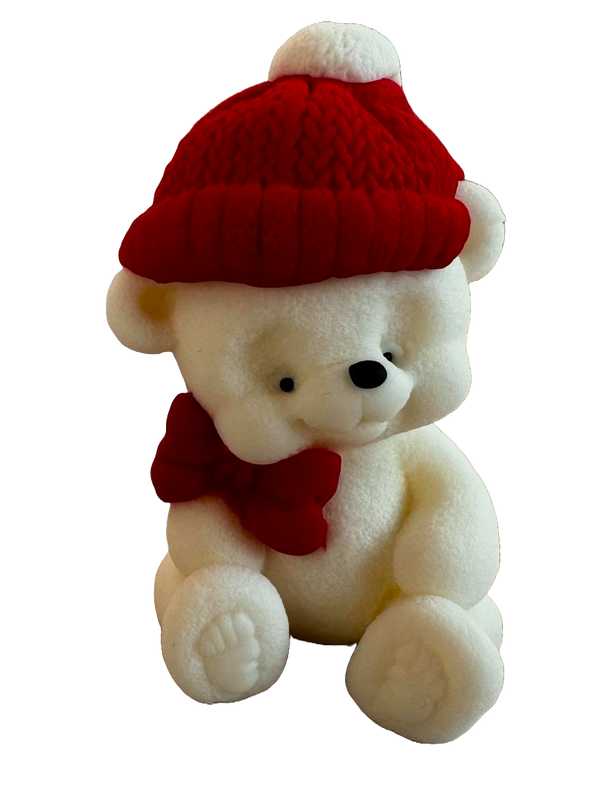 Decoración comestible de pasta de azúcar, oso de peluche de mariposa y gorra roja