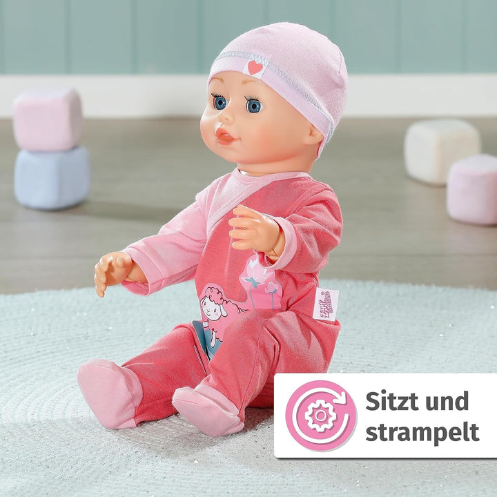 Baby Annabell Emily Run With Me 43cm, păpușă care se târăște și merge, cu funcție de sunet, rochiță și pălărie roz, 710623 Zapf Creation