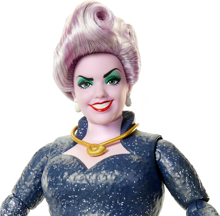 Mattel DISNEY Ariel, Sirena - Ursula cu tentacule, colier detașabil și coafură lavanda pentru o distracție nesfârșită la coafură, potrivită pentru copii de la 3 ani în sus, HLX12