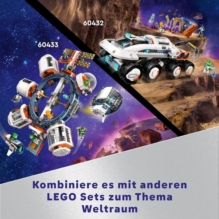 Stație spațială modulară LEGO City Space, model de navă spațială cu vehicule spațiale, cadou pentru copii, băieți și fete de la 7 ani, stație de cercetare modulară cu 6 figurine de astronauți 60433