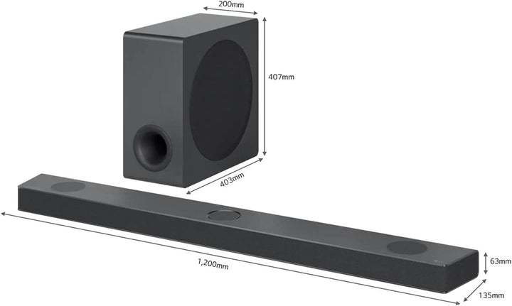 LG S90QY Soundbar TV 570 W, 5.1.3 Kanäle Mit Kabellosem Subwoofer, 3 Kanäle Up-Firing, Audio Meridian, Dolby Atmos, DTS:X, IMAX Enhanced, Bluetooth, WLAN, Optischer Eingang, USB, HDMI In/Out