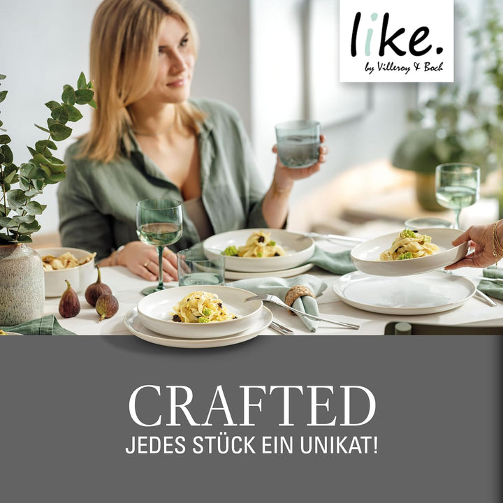 Like. by Villeroy & Boch – Crafted Cotton Frühstücks-Set 6 Teilig Weiß, Spülmaschinenfest, Mikrowellensicher, Geschirr Set, Geschirrset, Service Mit Frühstückstellern, Pottery-Look, Premium Porzellan