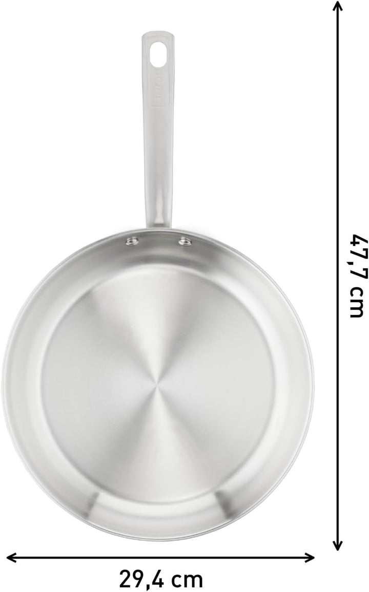 TEFAL VIRTUOSO Bratpfanne 28 Cm, Edelstahlpfanne Unbeschichtet, Pfanne Induktion, Langlebig, Hochwertige Edelstahlgriffe, Leichte Reinigung, Für Alle Herdarten Geeignet, E49206