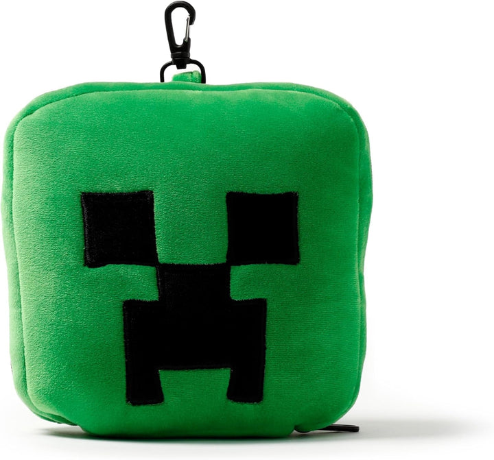Puckator Relaxeazzz Minecraft Creeper pernă de călătorie din pluș și mască pentru ochi tetieră, pernă de dormit, pernă pentru gât, pernă de călătorie, mască de dormit, copii și adulți pentru mașină de călătorie, accesoriu pentru tren, avion
