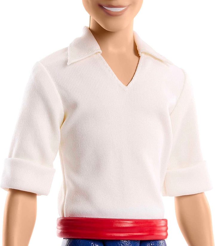 DISNEY Princess - Păpușă Prince Erik cu cămașă moale, pantaloni preformați și cizme, parte a unei colecții cu jucării Ariel, pentru copii de la 3 ani, HLV97