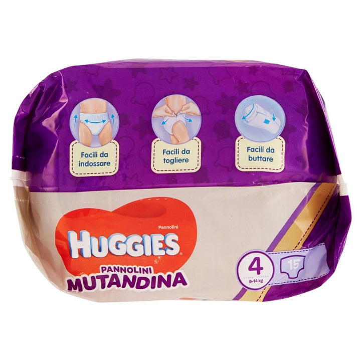 Huggies PANNOLINI Mutandina Einweg-Windeleinlagen, Kinder/Mädchen, Windel, 9 Kg, 14 Kg, Mehrfarbig, 15 Stück