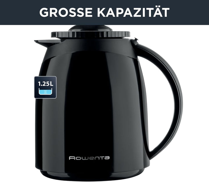 Espressor Rowenta Adagio Milano cu termos, capacitate 1 litru, 8-12 cești, oprire automată, filtru detașabil, indicator nivel apă, negru, CT3808