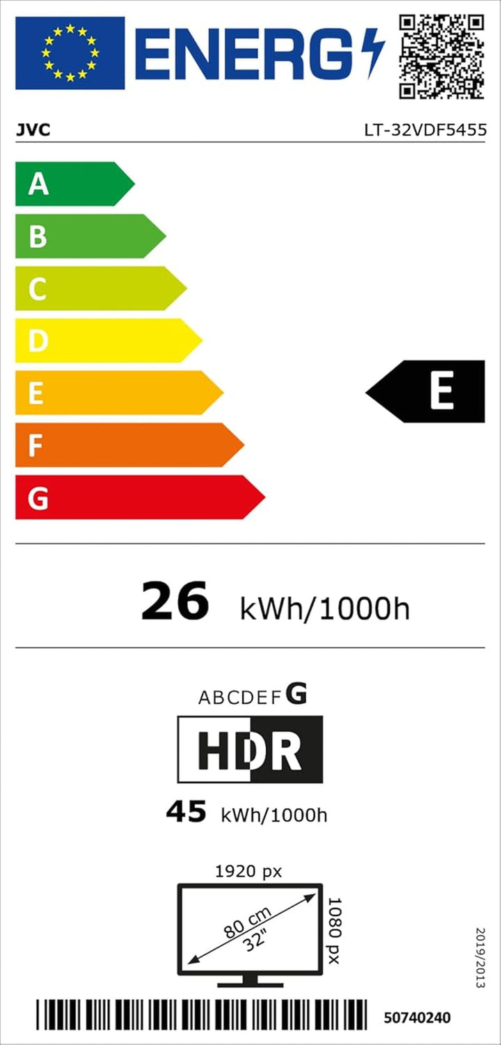 JVC Fernseher 32 Zoll Smart TV VIDAA LT-32VDF5455 Full HD Fernseher, HDR TV Mit Integriertem Triple-Tuner, LED TV Schwarz