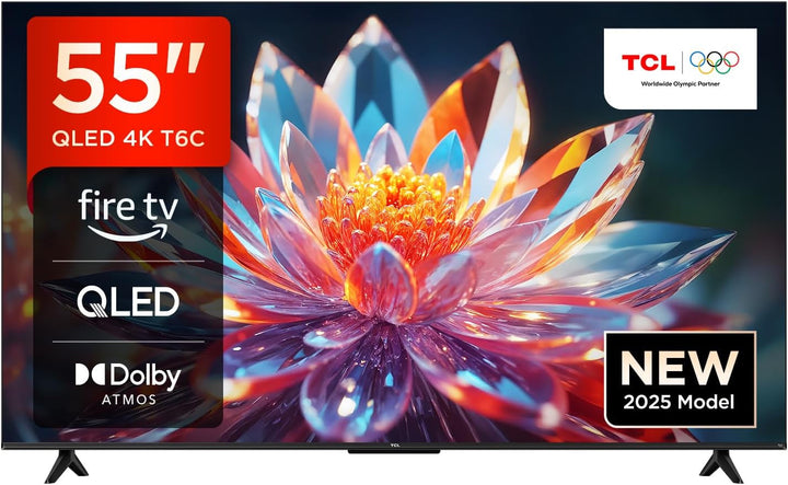 TCL 43T6C 43 Zoll QLED 4K HDR Fernseher, Smart Fire TV Mit Dolby Vision & Atmos, HDR10+, Sprachbefehl Funktion & Ask Alexa