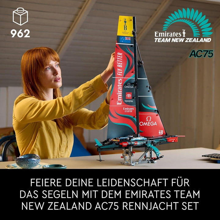 LEGO Technic Emirates Team New Zealand AC75 Racing Yacht, set de construcție cu barcă cu pânze pentru adulți, cadou pentru bărbați și femei, activitate creativă și relaxantă 42174