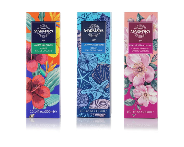 MARMARA BEAUTY Apă de colonie OCEAN 300 ml - Alcool 80° - Parfum răcoritor pentru femei și bărbați - Apă de colonie - Reîmprospătează, răcorește - EDC - Calmează - Colonia